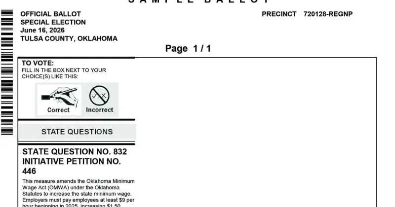 Download a sample ballot for State Question 832; Election Day is June 16