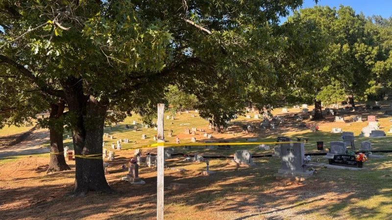 Heavy rains damage section of Sand Springs cemetery