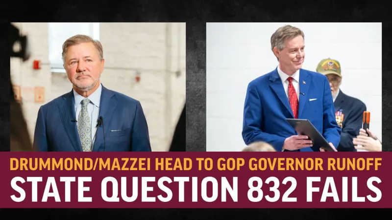 State Question 832 Fails; Drummond and Mazzei Headed to GOP Governor Runoff