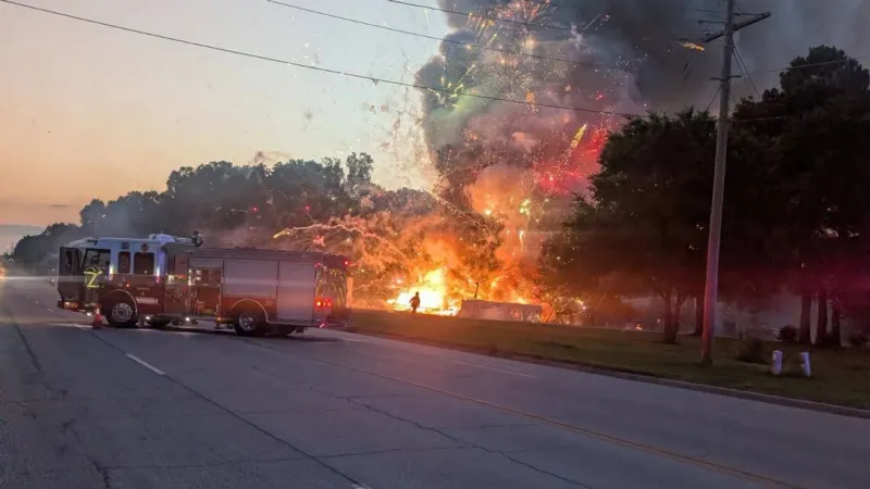 Broken Arrow Crews contain fire after fireworks stand erupts in flames Saturday night