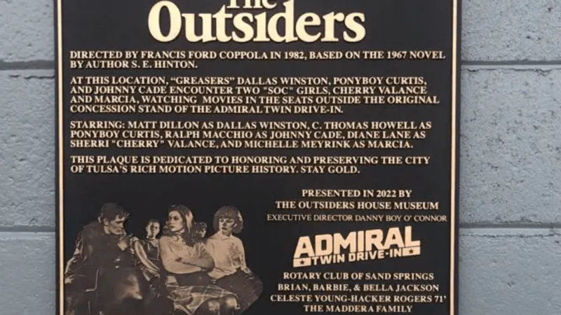 The Outsiders commemorative plaque stolen from Admiral Twin-Drive In