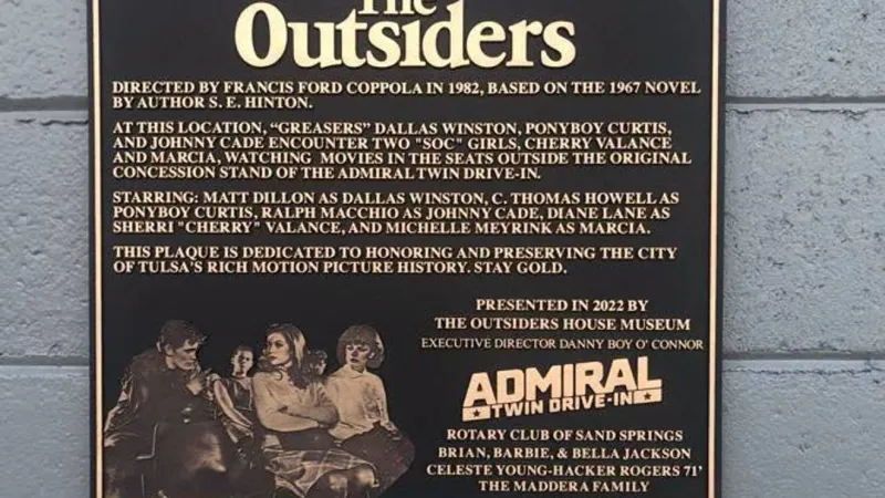 'Outsiders' movie plaque stolen from Oklahoma drive-in