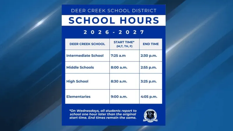 Deer Creek schools adopt new daily start and end times across all grade levels