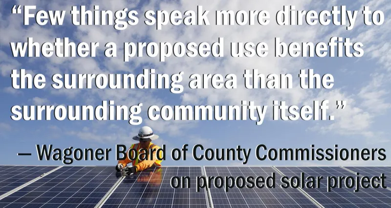 Wagoner County officials defend denial of permit for solar power facility