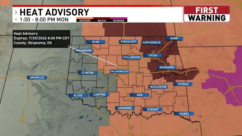 Heat advisory in effect today until 8 PM, heat continues through the week