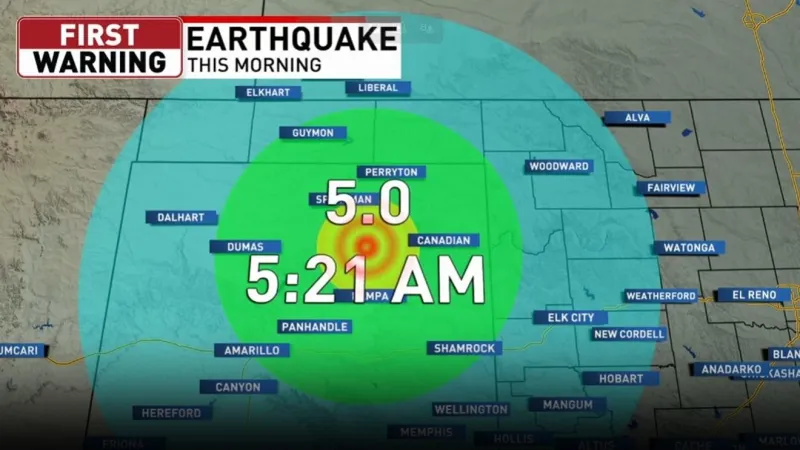 5.0 magnitude earthquake in Texas shakes parts of western Oklahoma