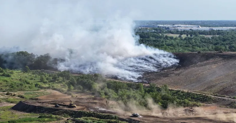 Smoke still pouring from landfill after large fire broke out Monday in north Tulsa