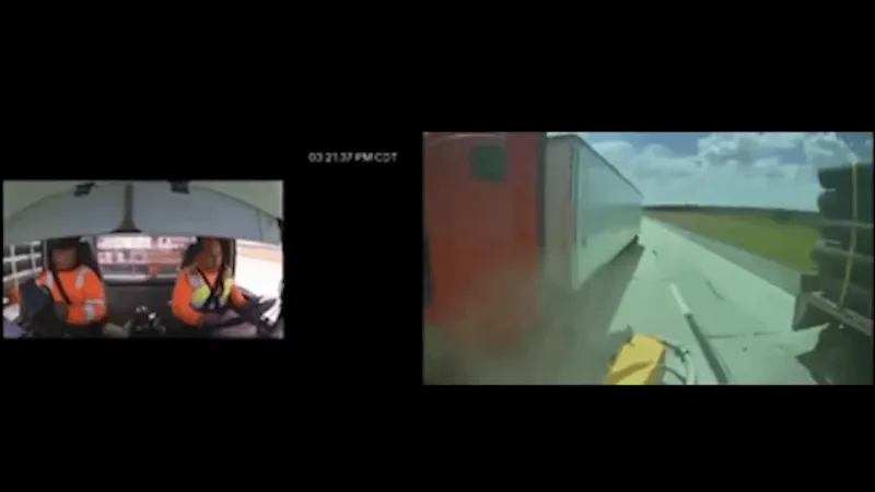 OHP video: Semi rear-ends attenuator truck in Cotton County; one taken to hospital