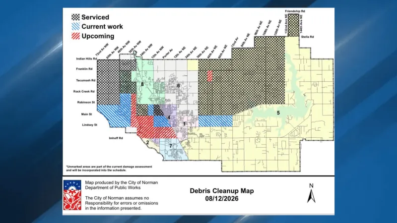 Norman reports 49,000 cubic yards of storm debris removed, pickup to run through August