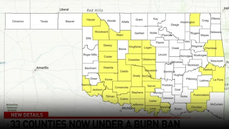 33 Oklahoma counties under burn ban as dry conditions raise wildfire risk