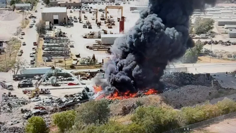 Oklahoma City firefighters battle salvage yard blaze near SE 59th and High Ave