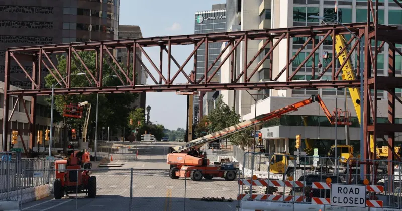 Photos: Skybridge takes shape as construction continues in downtown Tulsa