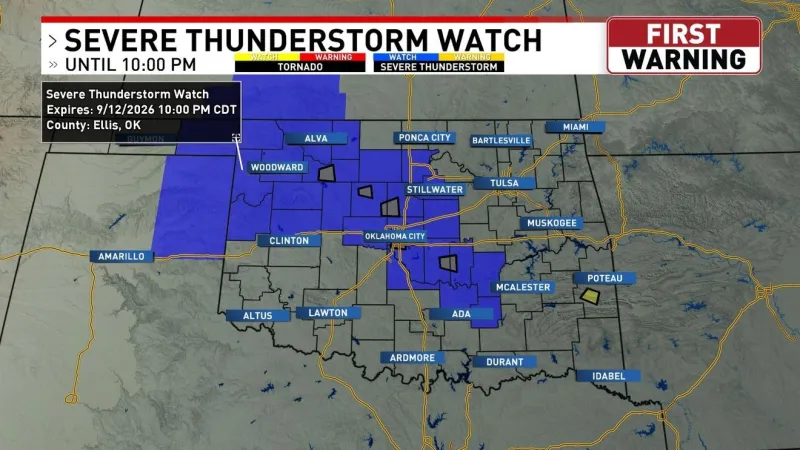 Severe thunderstorm watch until 10 PM tonight