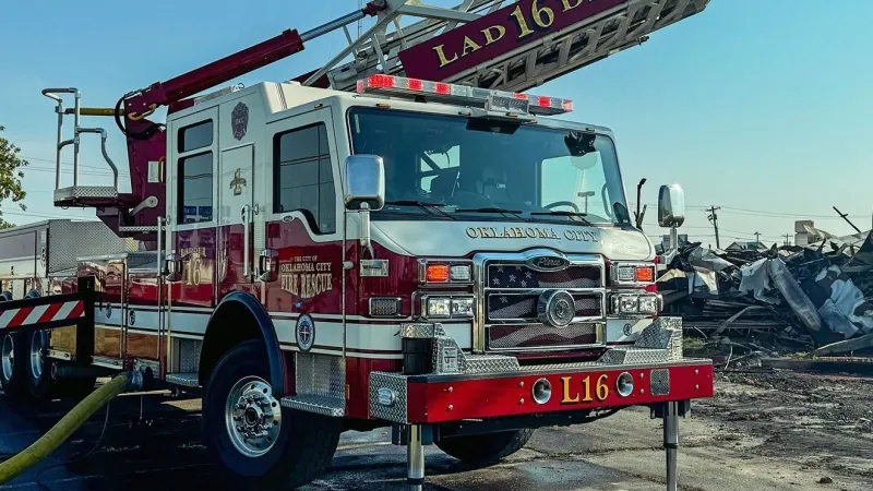 Oklahoma City fire crews battle grass fire east of Lake Stanley Draper Monday afternoon