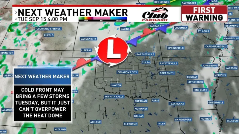 Cold front moves into NW Oklahoma Tuesday