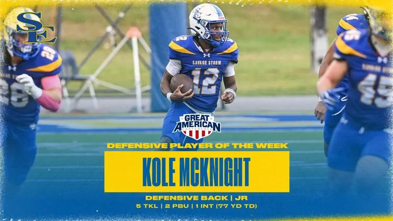 McKnight Named GAC Defensive Player of the Week