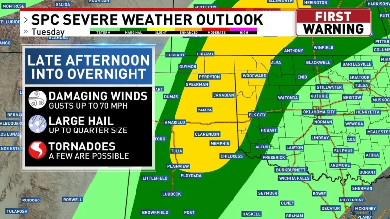 Severe storms possible Tuesday, flooding could follow Wednesday