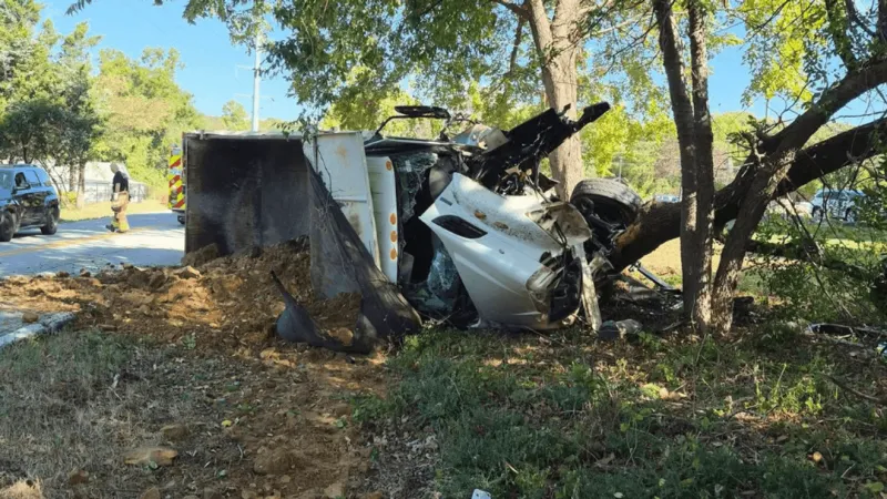 TPD responds to dump truck crash near Turkey Mountain Tuesday