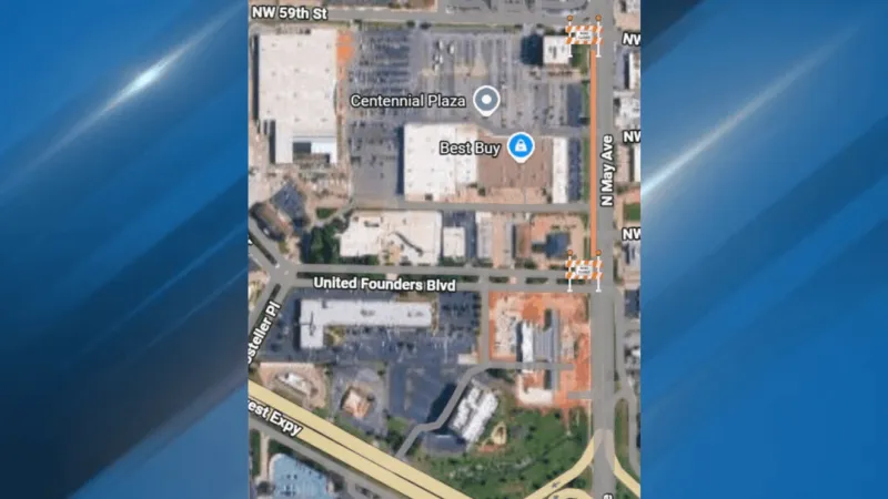 Crews close May Ave southbound from NW 59th to United Founders Blvd for water leak repairs