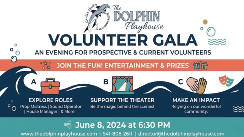 Dolphin Playhouse to host volunteer recruitment gala June 8 in Coos Bay, Ore.