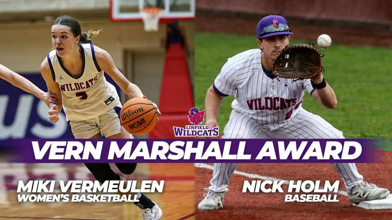 Holm, Vermeulen tabbed Linfield's 2025-26 Vern Marshall Award winners