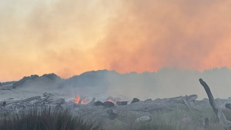 Half Moon Bay fire near Winchester Bay contained, crews mop up hot spots