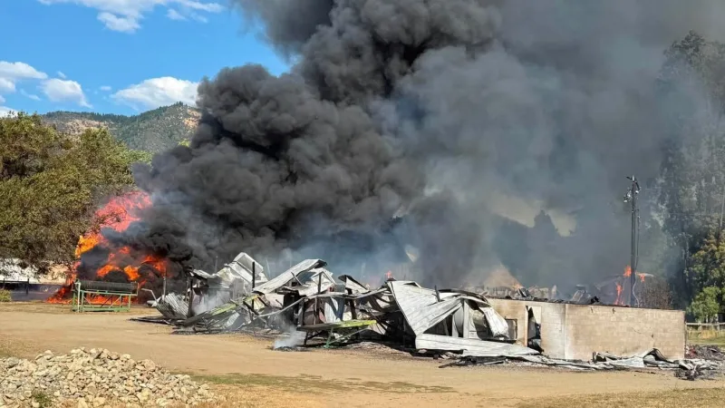 Applegate Fire District crews respond to major fire at Oshala Farm in Applegate Valley