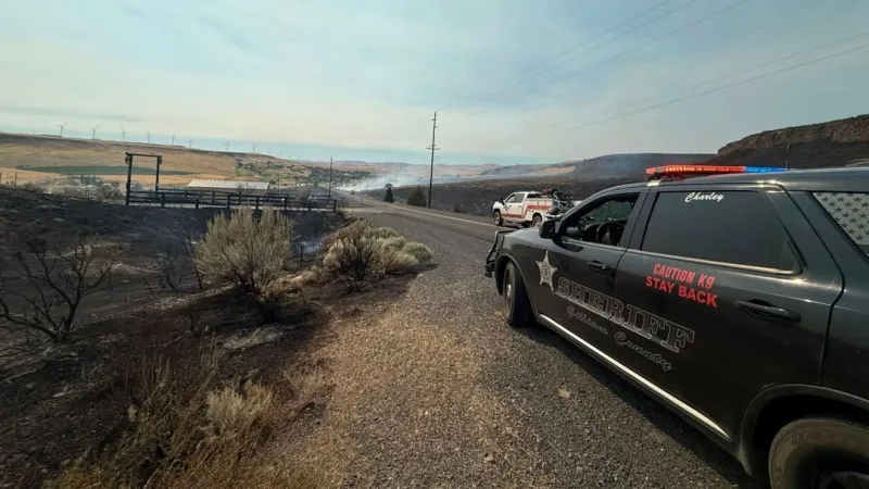 Evacuations ordered as Hulden Fire burns south of Arlington, Ore. in Gilliam County