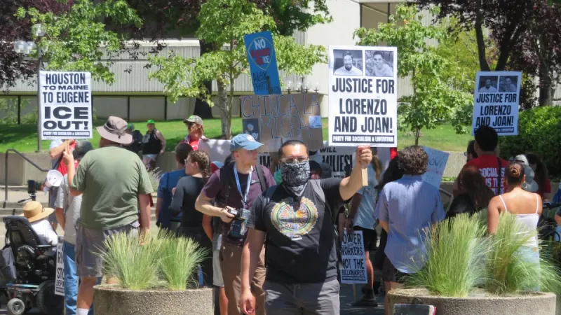 Crowd in Eugene denounces latest fatal ICE shootings