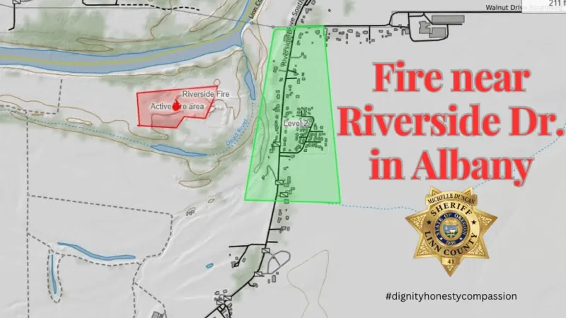 Level 2 evacuation notice issued as fire burns near Riverside Drive in Albany
