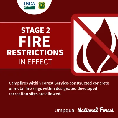 UMPQUA NATIONAL FOREST TO INCREASE PUBLIC USE RESTRICTIONS FRIDAY
