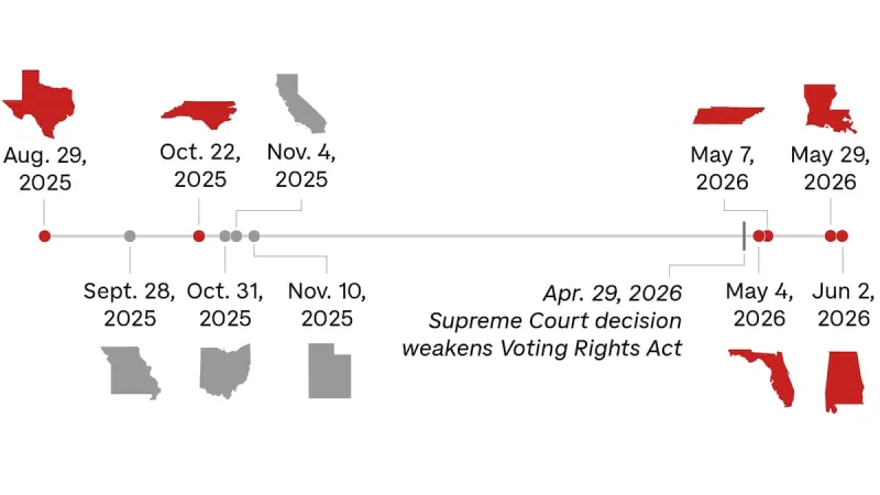 How predominantly Black areas in 6 states have been split up by redistricting