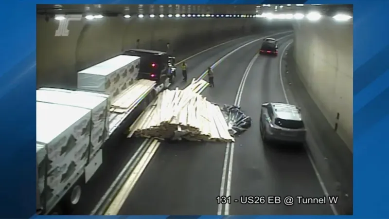 Eastbound Highway 26 closed after semi spills load in Vista Ridge Tunnel