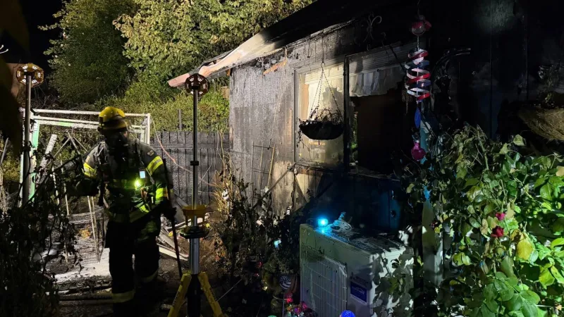 Eugene fire damages home, shed and power pole after transformer blows late Friday
