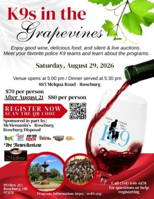 K9S IN THE GRAPEVINES TICKETS STILL AVAILABLE