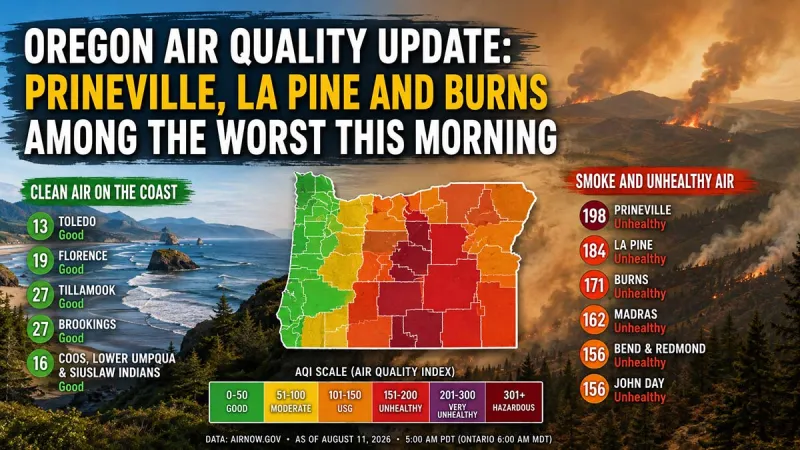 Oregon Air Quality Update: Prineville, La Pine and Burns Among the Worst This Morning