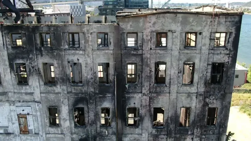PHOTOS: Drone views of the Centennial Mills warehouse at risk of collapse in Portland