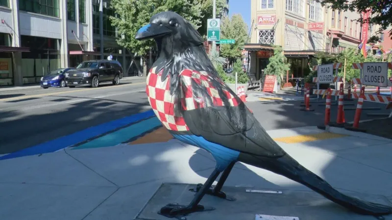 Fowl Play: 'Wildwood' crow statue vandalized days after landing in Portland
