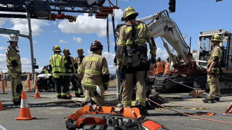 Medical helicopter transports injured person after trench rescue in Hillsboro