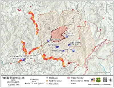 CASTLE FIRE CONTAINMENT AT 87 PERCENT