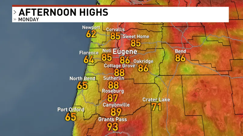 Highs in the 80s to Start the Week
