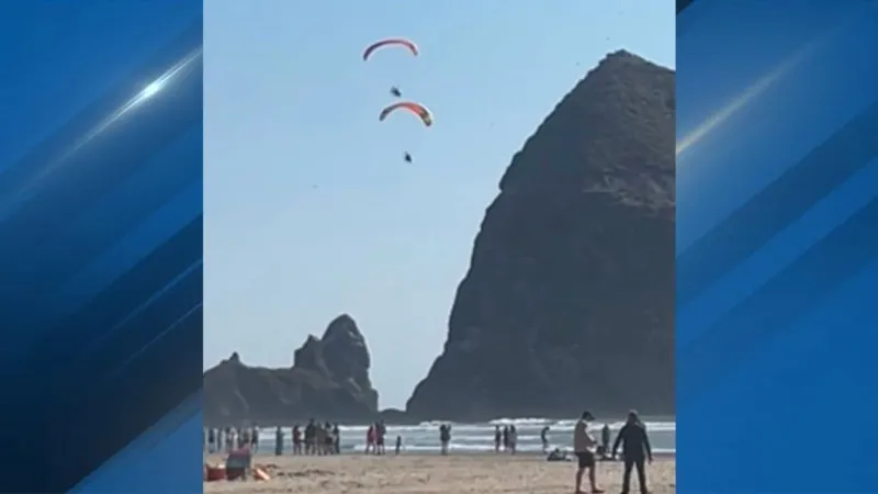 Paragliders on Oregon Coast cited for 'harassing wildlife' on Haystack Rock