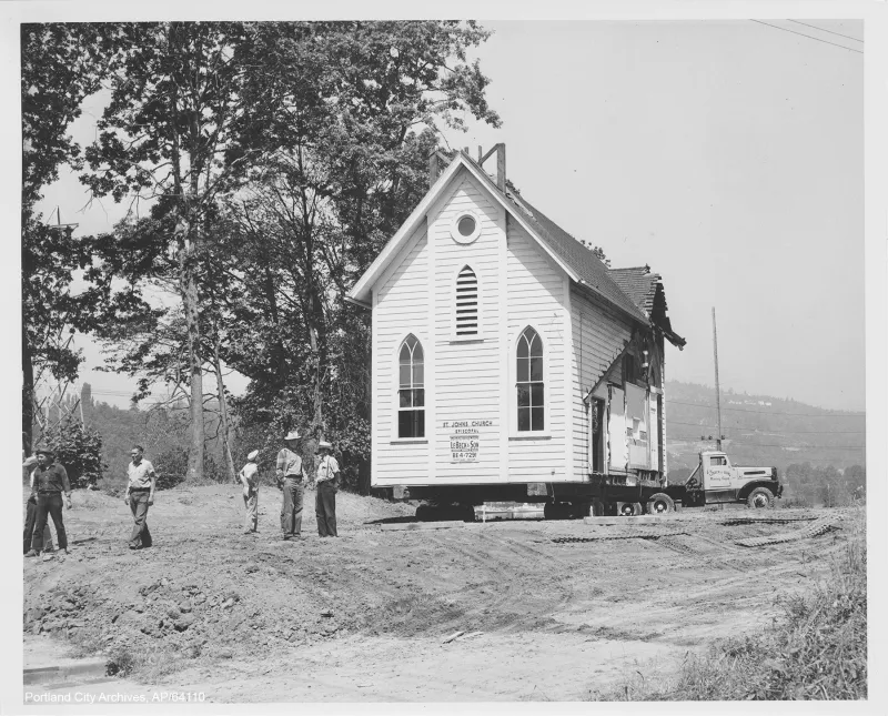 Moving Oaks Pioneer Church, 1961
