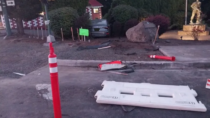 Driver arrested after crashing through Sandy Veterans Memorial; police find mushrooms