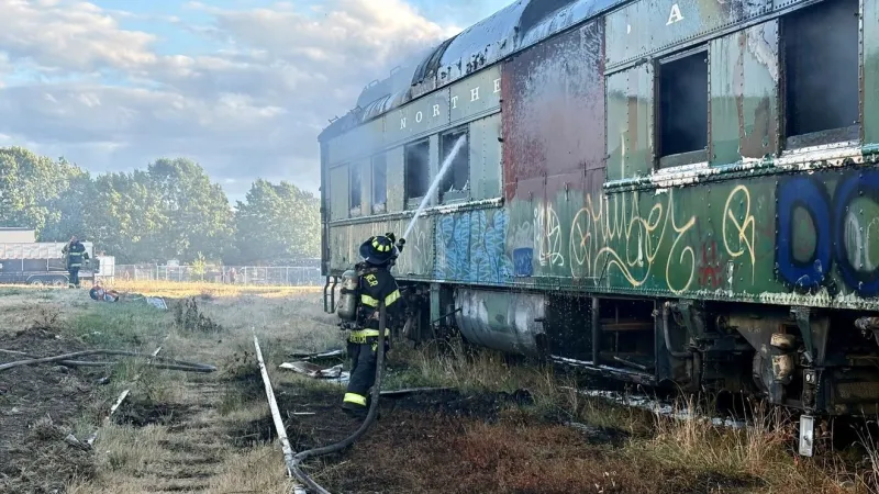Fire at Furniture World SW warehouse burns inventory, ignites railroad car