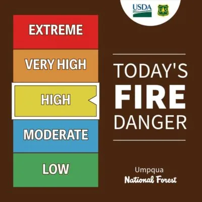 UMPQUA NATIONAL FOREST MOVES TO HIGH FIRE DANGER