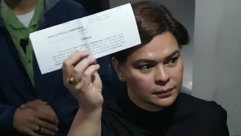 Philippines Vice President Sara Duterte posts bail after arrest