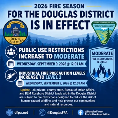 DFPA INCREASES PUBLIC USE RESTRICTIONS TO MODERATE, IFPLS TO LEVEL 2