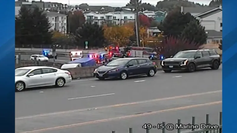 Crash blocks onramp to I-5 northbound from Marine Drive in N. Portland