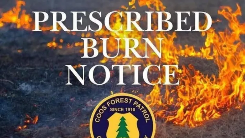 Prescribed burn being conducted near Coos Bay; visible smoke expected